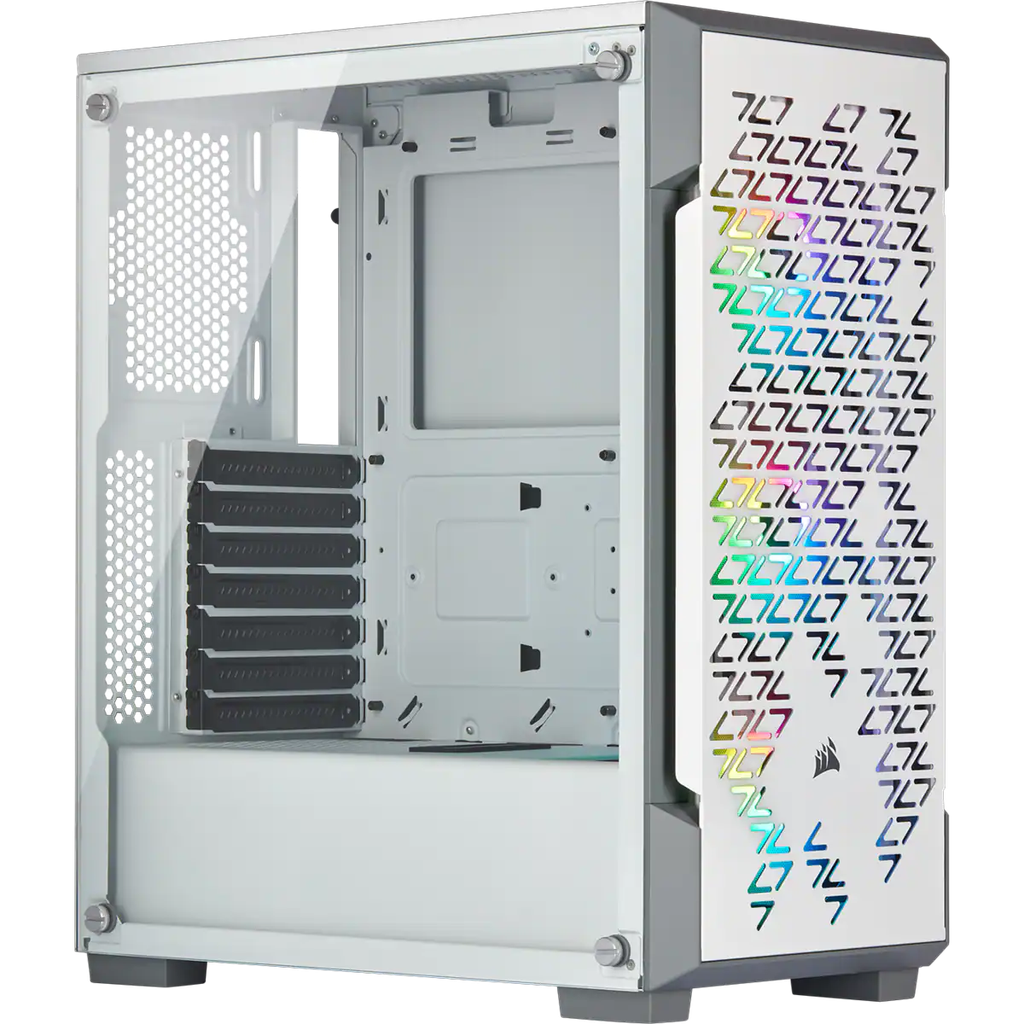220T, ICUE RGB TEMPERED GLASS, WHT