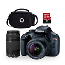 COMBO 49 CAM. T100 EF-S 18-55 MM DC III CANON+LENTE EF 75-300MM + MEMORIA 64GB+MALET