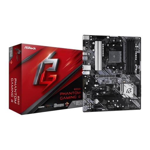 [COAARV90-MXBCY0-A0UAYZ] PLACA ASROCK B550 PHANTOM GAMING 4, AMD SOCKET AM4 RYZEN SERIE 5000, 4 DIMM DDR4.