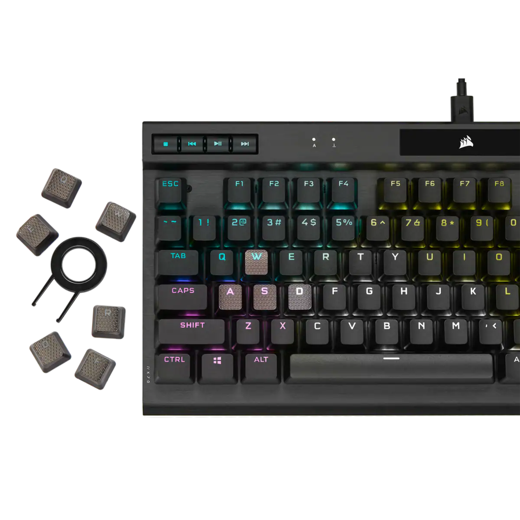 CORSAIR K70 RGB CHAMPION SERIES, TEN KEYLESS, CORSAIR AXON 8K POLLING, PBT DOUBLE SHOT