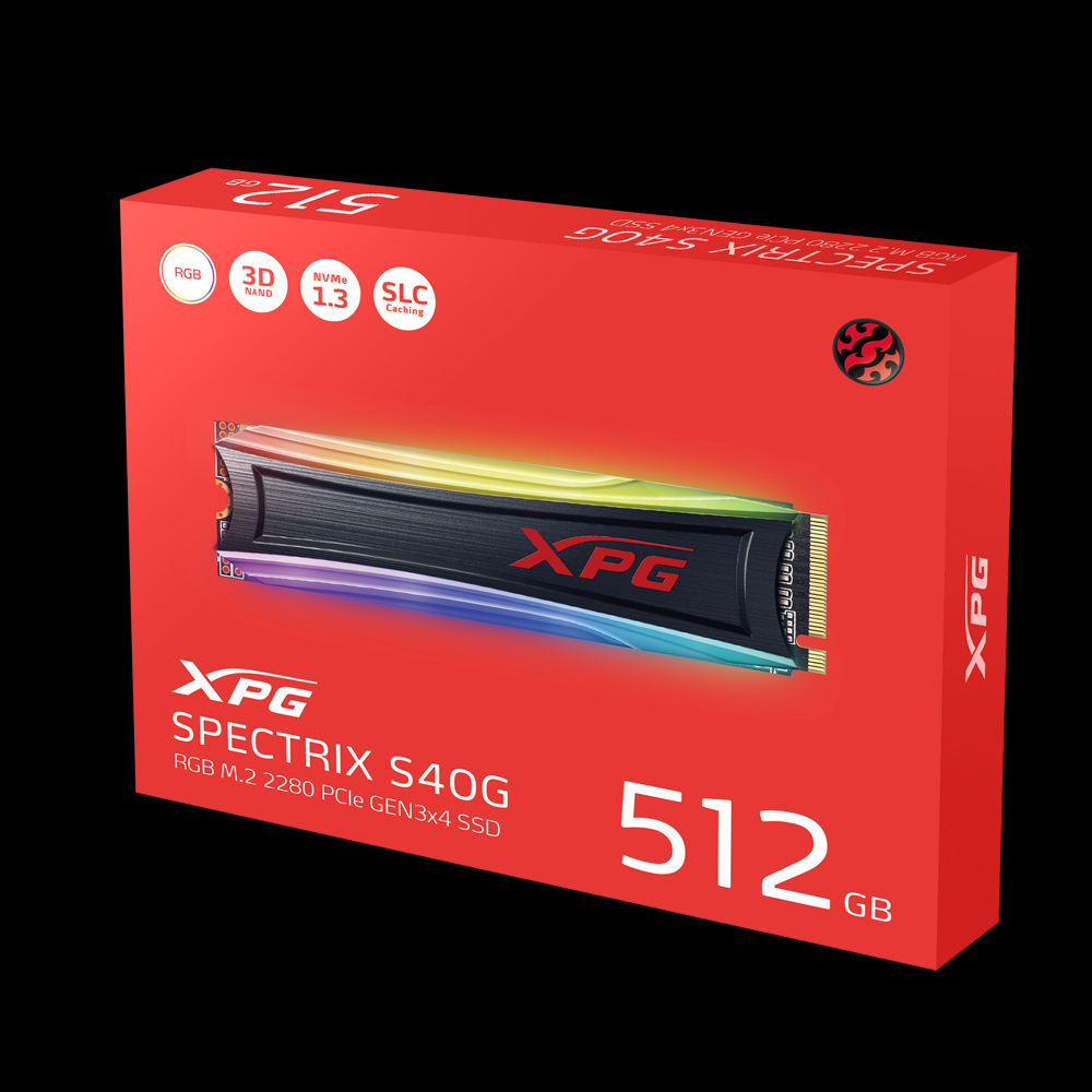 XPG SSD GEN 3X4 512GB PCIE NVME HEATSINK RGB S40G