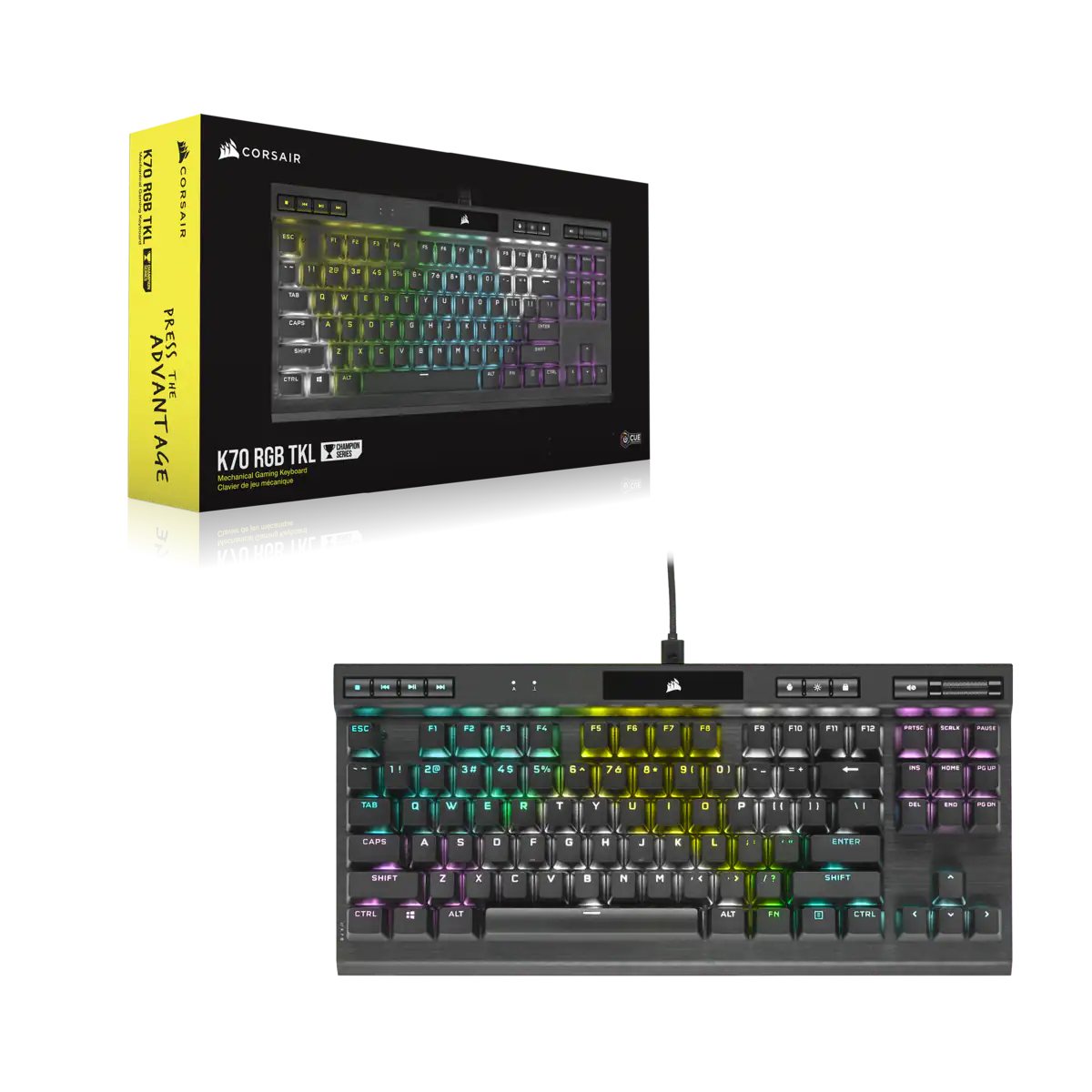 [COACRVCH-9119014-NA] CORSAIR K70 RGB CHAMPION SERIES, TEN KEYLESS, CORSAIR AXON 8K POLLING, PBT DOUBLE SHOT