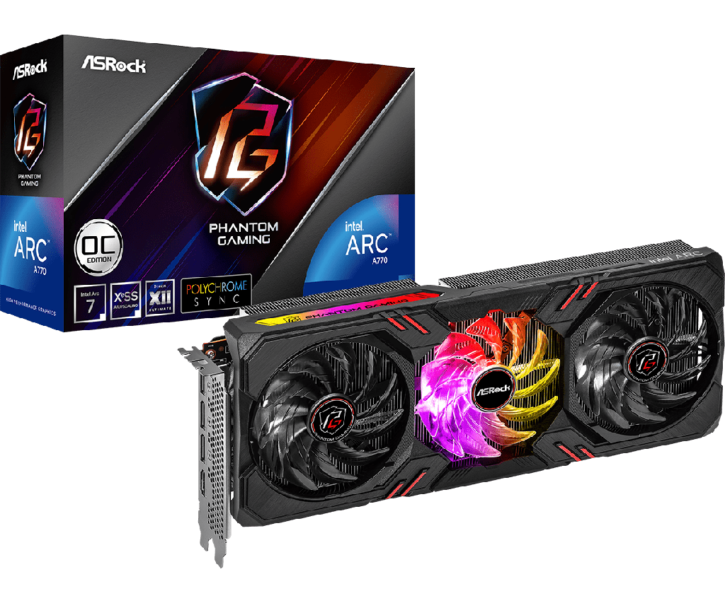 TARJETA GRAFICA ASROCK INTEL ARC A770 PHANTOM GAMING, 8GB, DDR6, 256-BIT, PCI EXPRESS 4.0