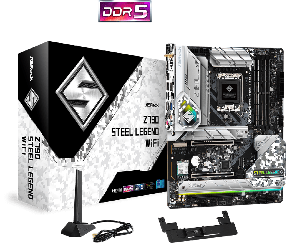 PLACA ASROCK Z790 STEEL LEGEND WIFI, LGA 1700, DDR5 7200MHZ (OC), M.2 (PCIE GEN5X4), PCIE 5.0, ATX.