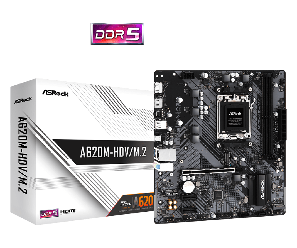 PLACA ASROCK A620M-HDV/M.2, AMD AM5, 2 DIMM DDR5.