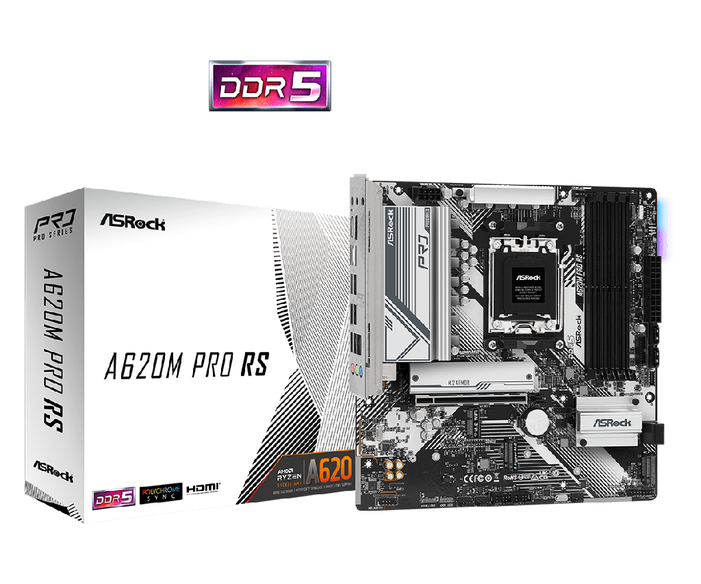 PLACA ASROCK A620M PRO RS, AMD AM5, 4 DIMM DDR5.