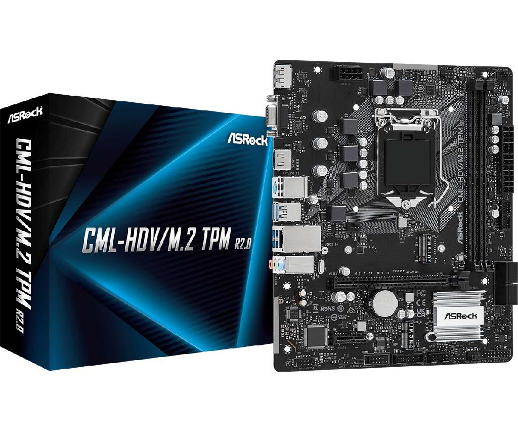 PLACA ASROCK CML-HDV/M.2 TPM R2.0 INTEL LGA 1200, DDR4, M.2, 10MA GEN.