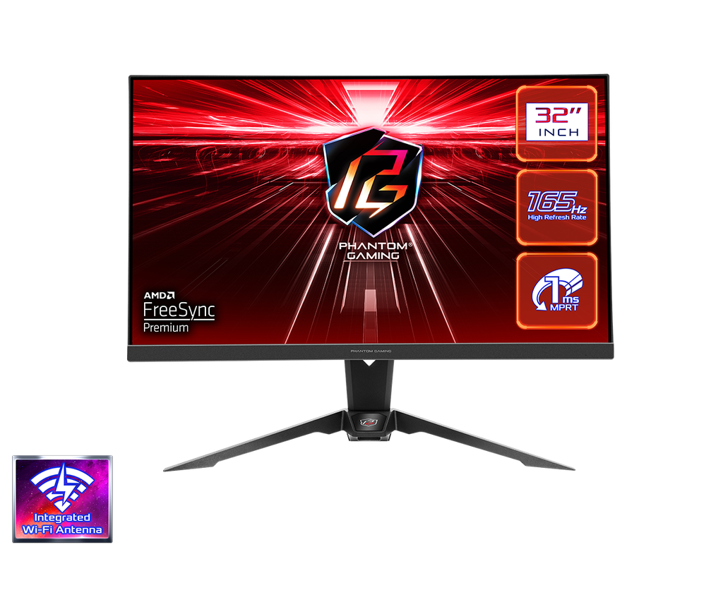 MONITOR GAMING ASROCK PHANTOM PG32QF2B, 31.5&quot;, 2K-QHD (2560X1440), 165HZ, 1MS, WIFI, AMD FREE.