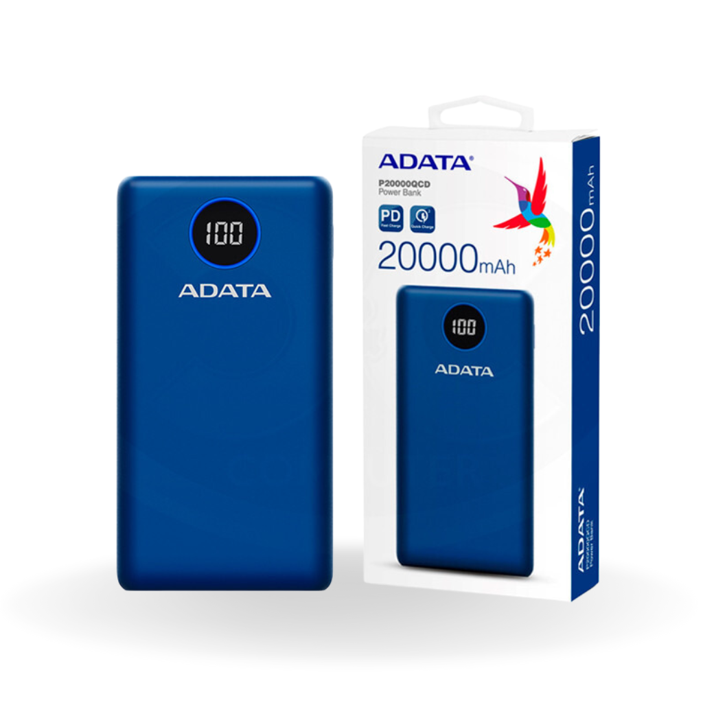 [COAADVAP20000QCD-DGT-CDB] BATERIA PORTATIL - POWER BANK - ADATA -  P20000QCD AZUL  - 20000 MHA - ENTRADA TIPO C