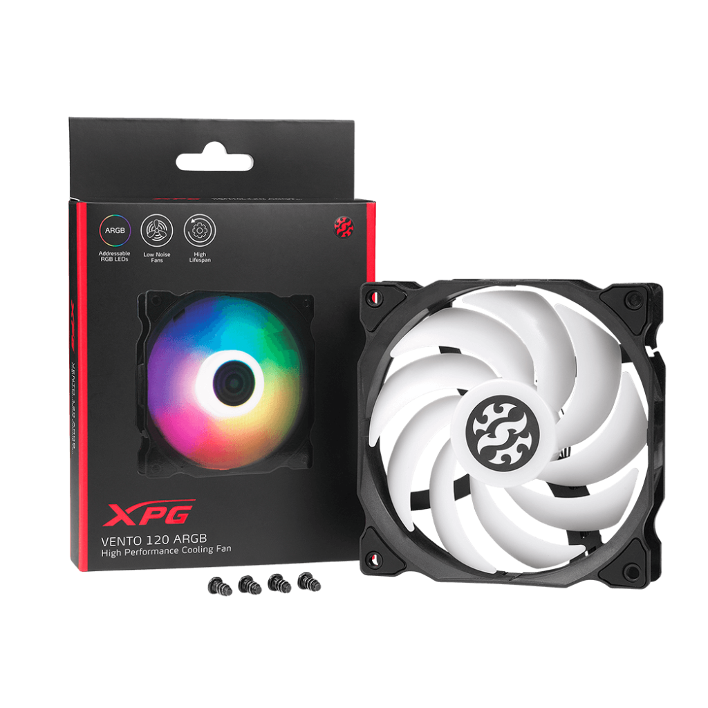 [COAADV75260103] VENTILADOR - ADATA XPG - VENTO120 NEGRO RGB  - DIMENSIONES 120 X 120 X 25MM - VELOCIDAD 1200 R.P.M.