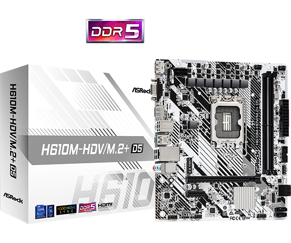 PLACA ASROCK H610M-HDV/M.2+ D5, LGA 1700, DDR5 5600MHZ, M.2(PCIE GEN3 X4), PCIE 4.0 .