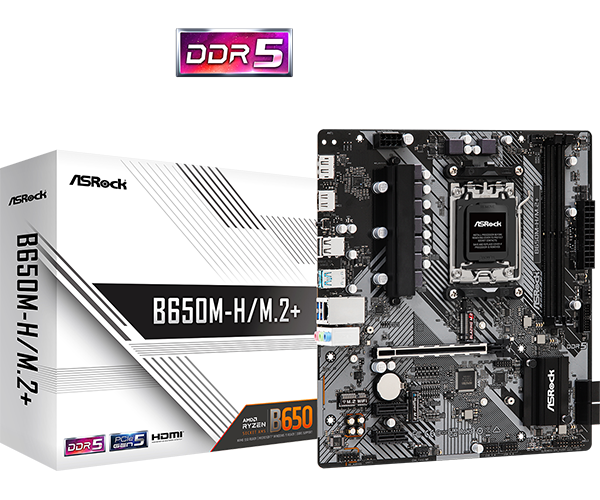 PLACA ASROCK B650M-H/M.2+, AM5 AMD, 2 DIMM DDR5.