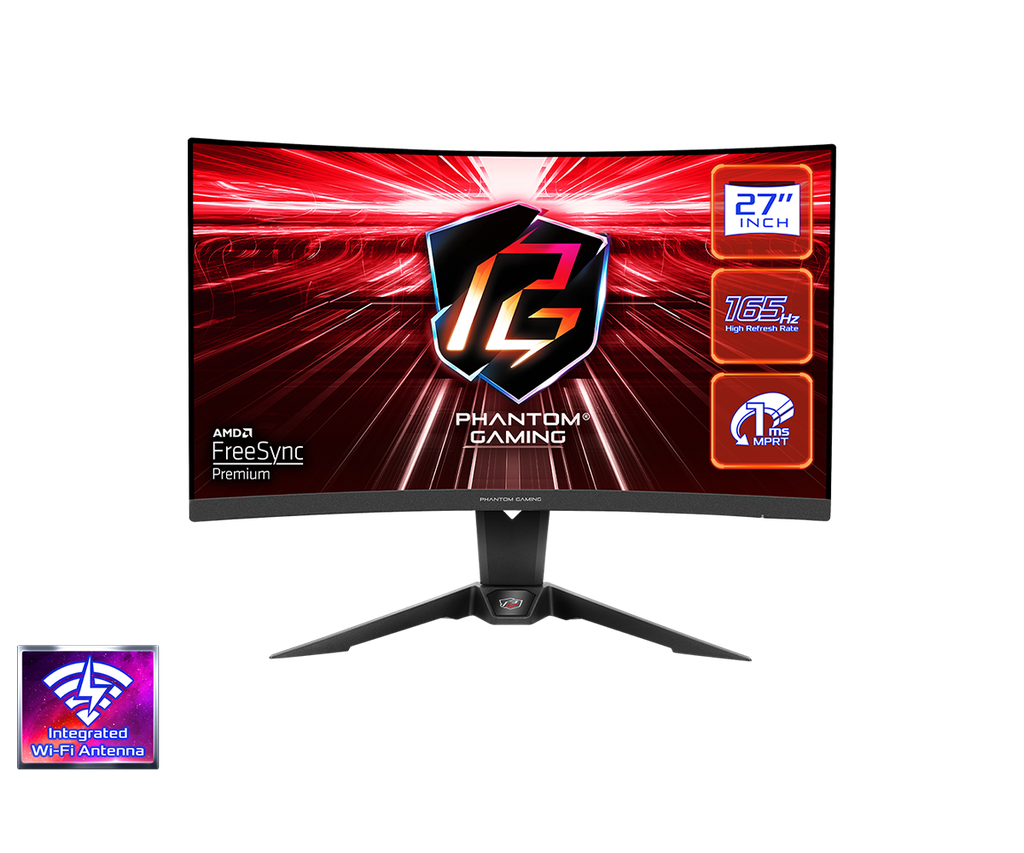 MONITOR GAMING CURVO ASROCK PHANTOM PG27Q15R2A, 27", 2K-QHD(2560X1440), 165HZ, 1MS, WIFI, AMD FREE.