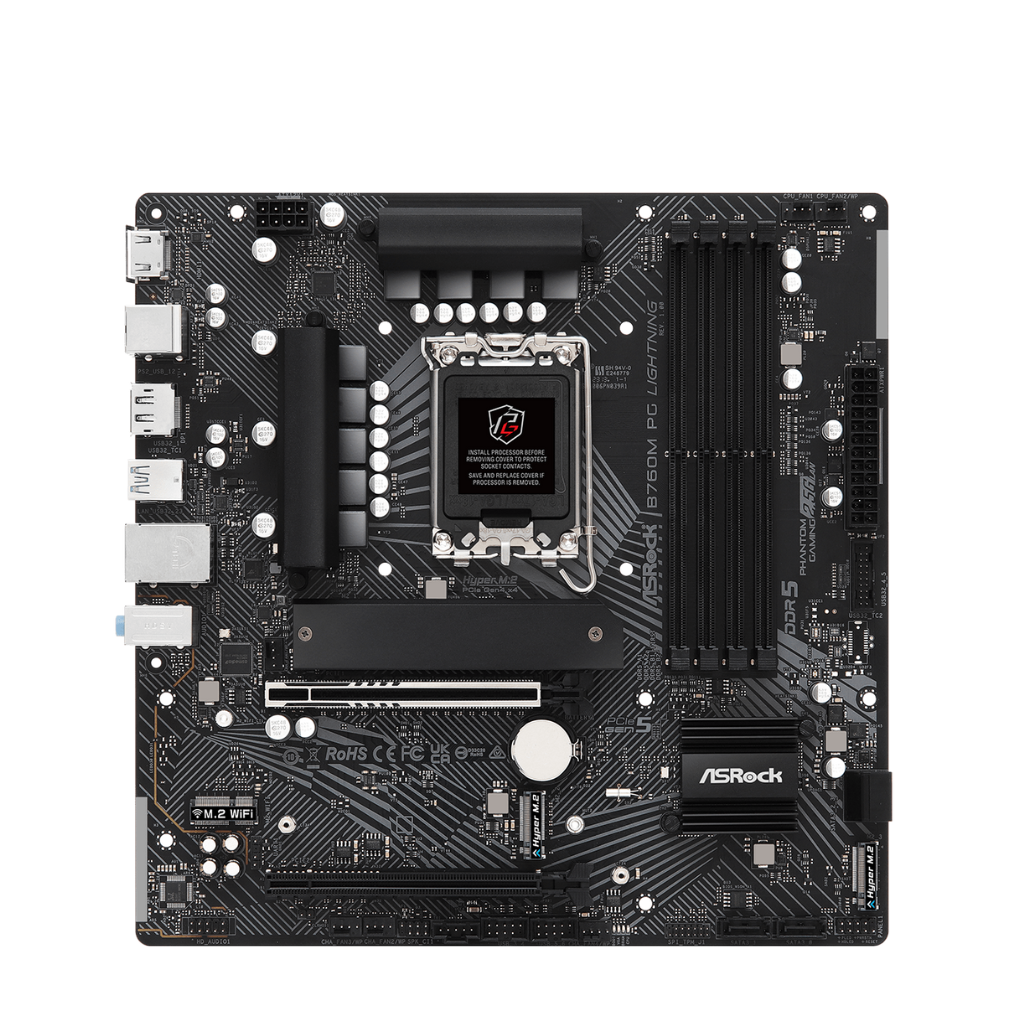 PLACA ASROCK B760M PG LIGHTNING, LGA 1700, DDR5 7200MHZ (OC), M.2(PCIE GEN4X4), PCIE 5.0 .