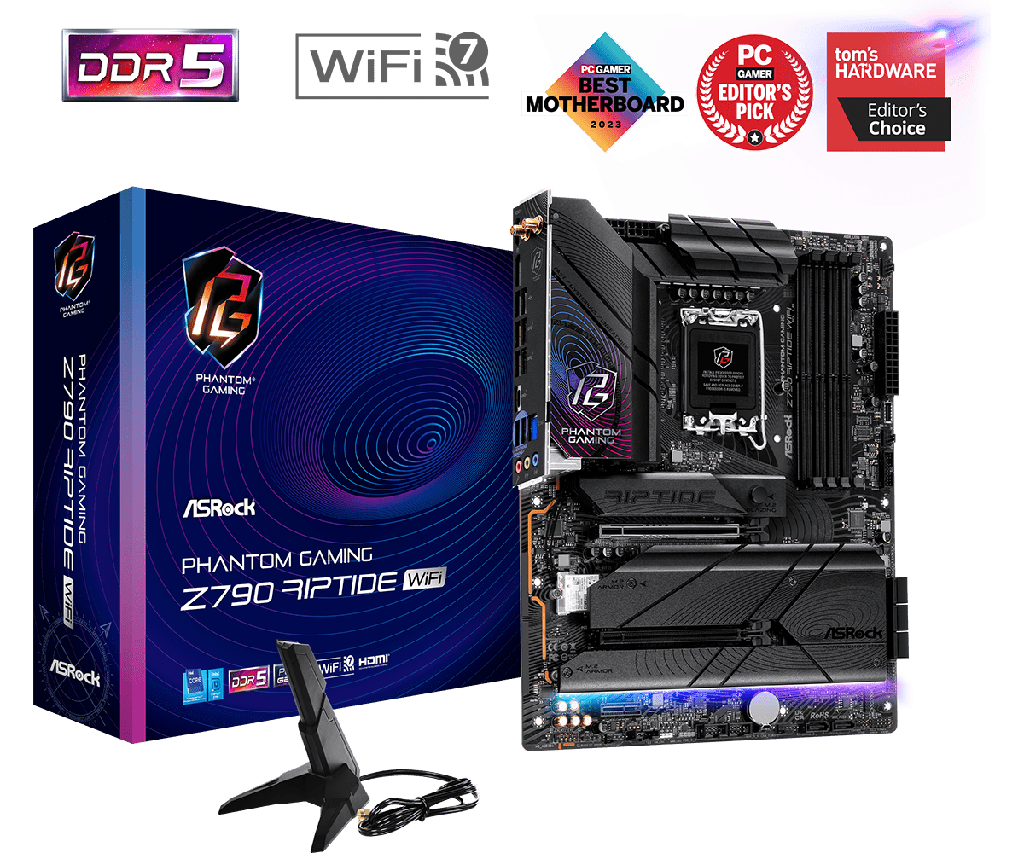 PLACA ASROCK Z790 RIPTIDE WIFI, LGA 1700, DDR5 8000+(OC), M.2 (PCIE GEN5X4), PCIE 5.0, ATX.