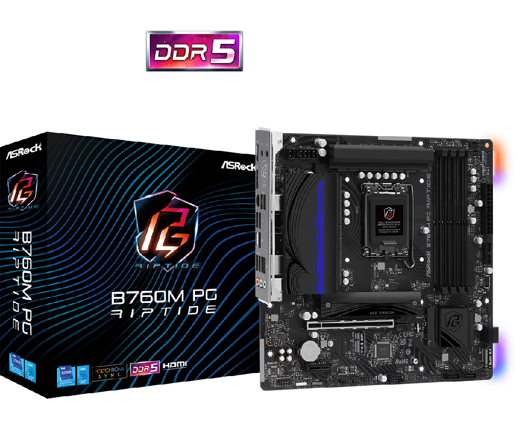 PLACA ASROCK B760M PG RIPTIDE WIFI, LGA 1700, 4 DIMM DDR5.
