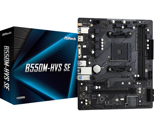 PLACA ASROCK B550M-HVS SE, AMD AM4, DDR4 4733+ (OC), M.2(GEN3 X4), PCIE 4.0., HDMI.