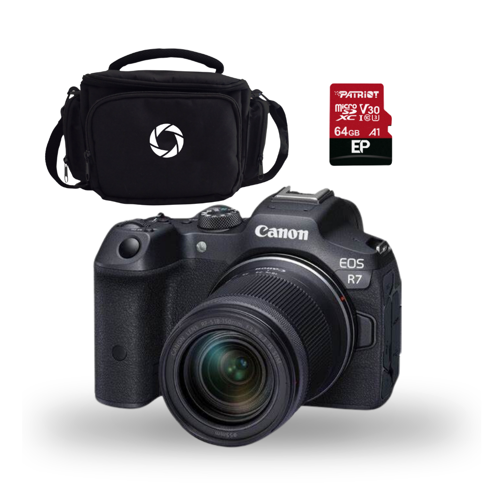 CAMARA MIRRORLESS CANON EOS R7 RF-S 18-150MM IS STM+ESTUCHE+MEMORIA (COMBO  96)