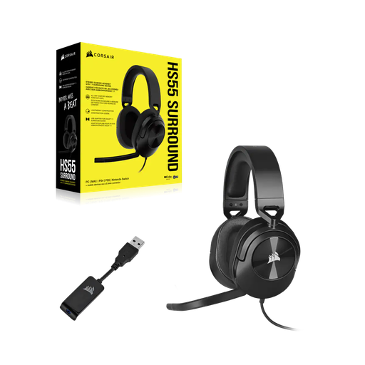 [COACRVCA-9011265-NA] CORSAIR HS55 SURROUND GAMING HEADSET, CARBON