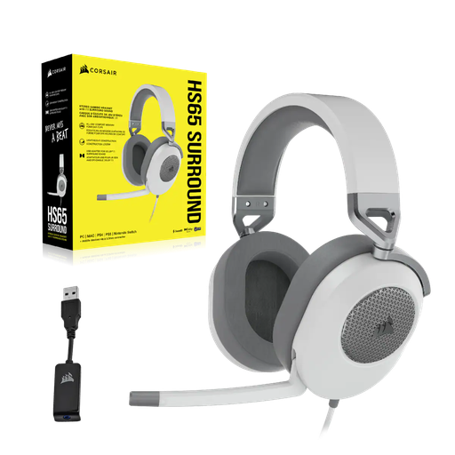 [COACRVCA-9011271-NA] CORSAIR HS65 SURROUND GAMING HEADSET, WHITE
