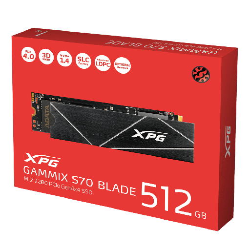 [COAADVAGAMMIXS70B-512G-CS] UNIDAD DE ESTADO SOLIDO - ADATA XPG - S70 BLADE - 512GB PCIE NVME - SSD GEN 4X4