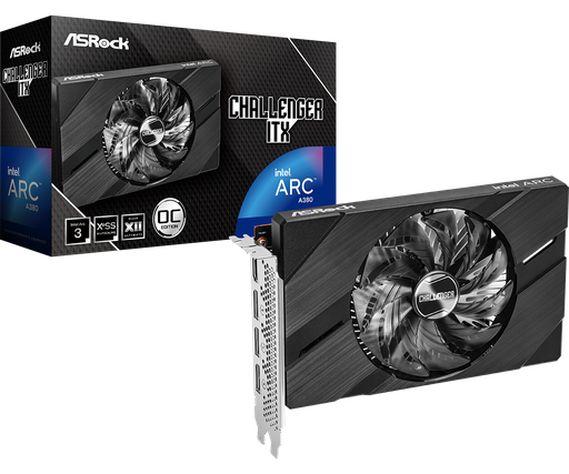 [COAARV90-GA3KZZ-00UANF] TARJETA GRAFICA ASROCK INTEL ARC A380 CHALLENGER OC, 6GB, DDR6, ITX, 96 BITS, PCIE 4.0 .