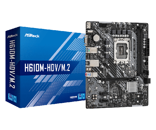 [COAARV90-MXBH60-A0UAYZ] PLACA ASROCK H610M-HDV/M.2, LGA 1700, DDR4-3200MHZ,  M.2 (PCIE GEN3 X4), PCIE 4.0, HDMI.