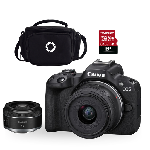 [FOGCAV5811C012AAR50C87] COMBO 87 R50 RF-S 18-45MM IS STM + RF 50MM F1.8 STM + MEMORIA 64GB + EST. NAC