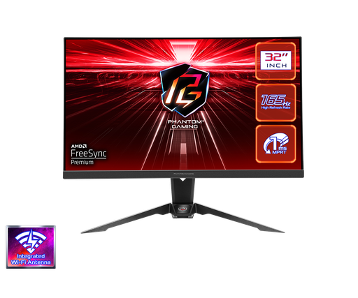 [COAARVPG32QF2B] MONITOR GAMING ASROCK PHANTOM PG32QF2B, 31.5&quot;, 2K-QHD (2560X1440), 165HZ, 1MS, WIFI, AMD FREE.