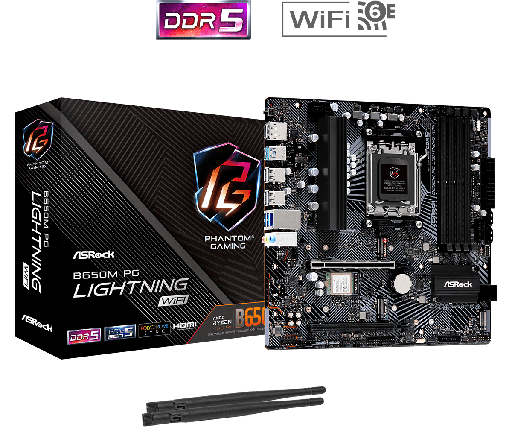 [COAARV90-MXBMW0-A0UAYZ] PLACA ASROCK B650M PG LIGHTNING WIFI, AMD AM5, DDR5 7200+ MHZ (OC), M.2(PCIE GEN5 X4), PCIE 4.0.
