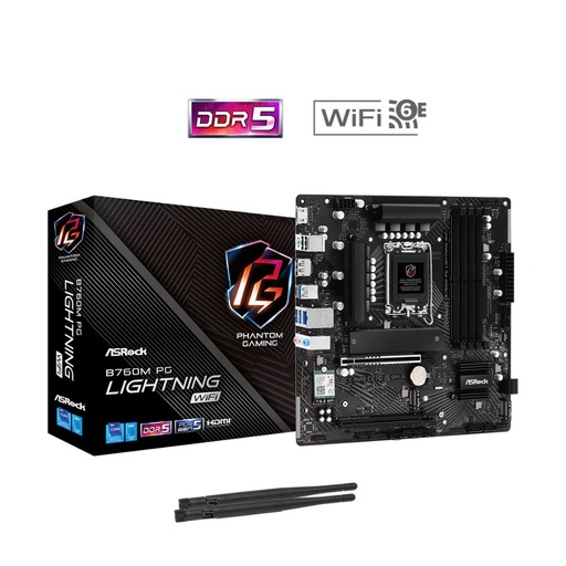 [COAARV90-MXBMT0-A0UAYZ] PLACA ASROCK B760M PG LIGHTNING WIFI, LGA 1200, DDR5 7200MHZ (OC), M.2(PCIE GEN4X4), PCIE 5.0 .