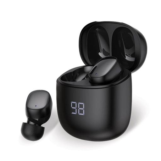 [CEAAGVARG-HS-5066BK] AUDIFONOS BT INALÁMBRICOS SKEIPODS E66 CON CANCELACIÓN DE RUIDO AI ENC Y PANT. LED NEGRO ARGOMTECH