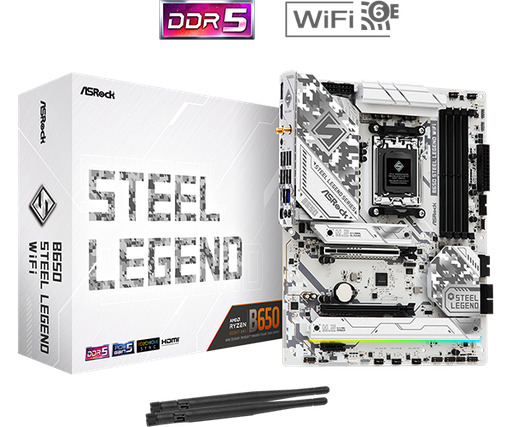 [COAARV90-MXBN90-A0UAYZ] PLACA ASROCK B650 STEEL LEGEND WIFI, AMD AM5, DDR5 7200+ (OC), M.2 (PCIE GEN5X4), PCIE 5.0, ATX.
